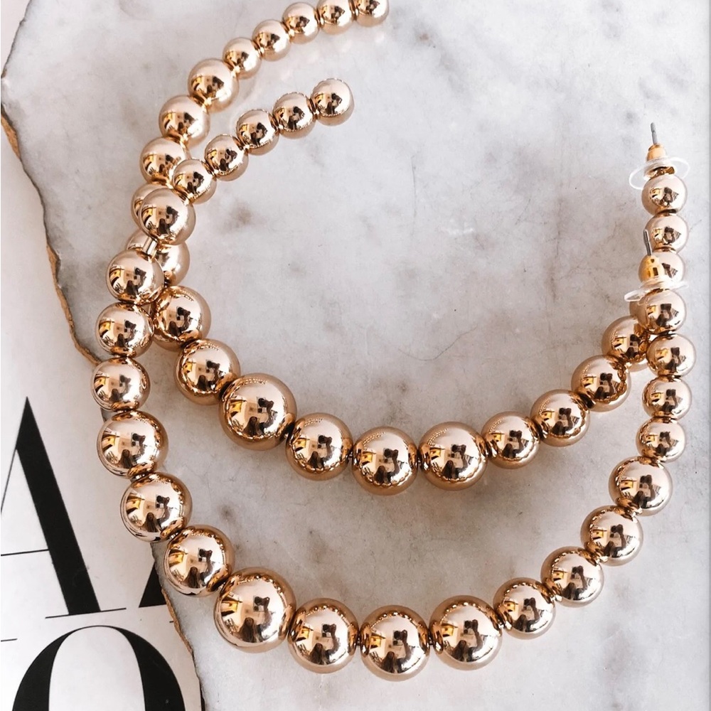 Extra large gold ball hoops